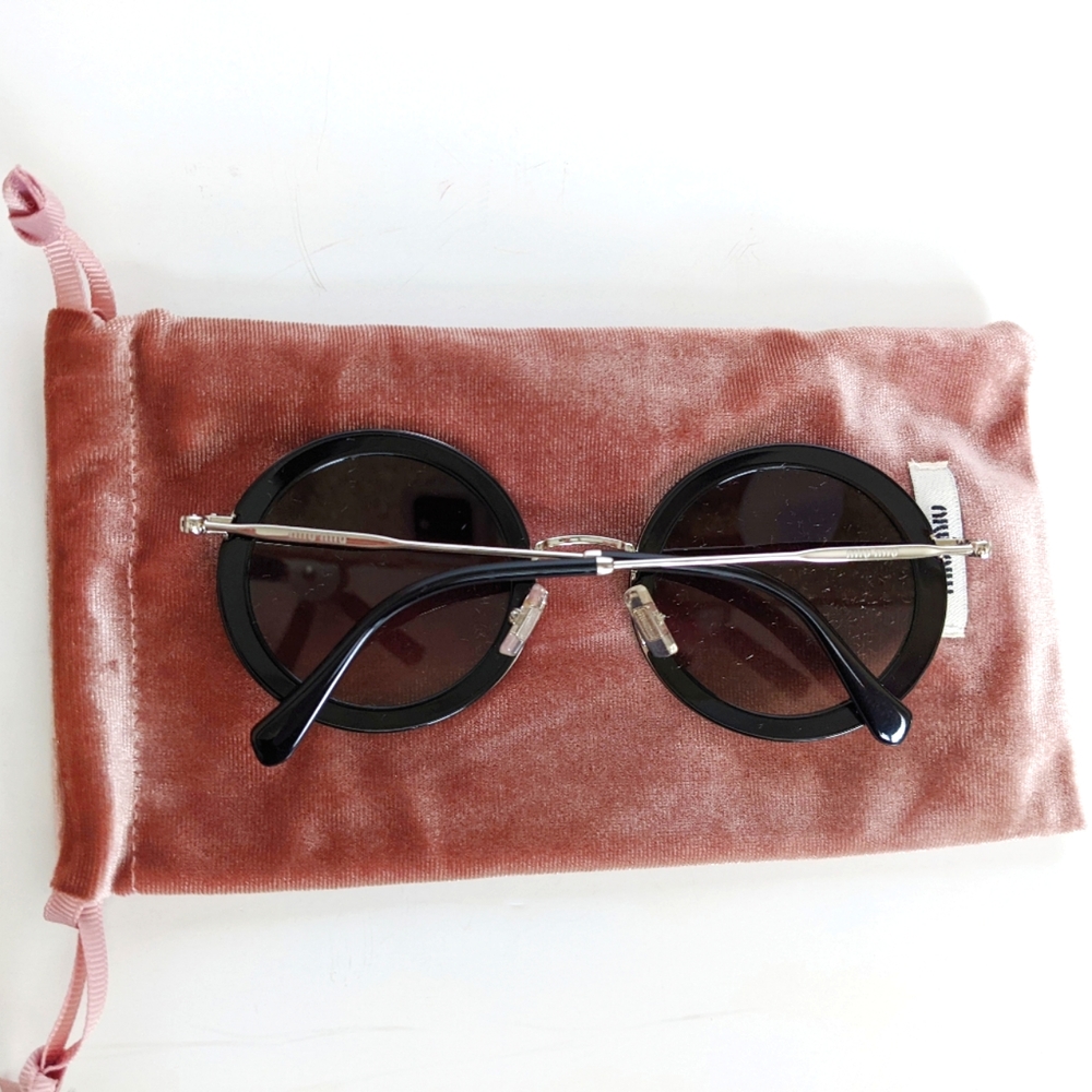 MIU MIU Retro Round Rhinestone Studded Sunglasses Black Délice Y2K - Picture 8 of 17